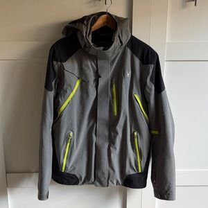 Spyder Men's Black and Gray Leader Ski/ snowboard Jacket with Neon Yellow